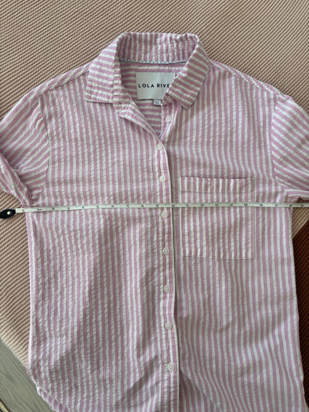 Lola River Seersucker Striped Button Down Shirt Women’s Size XS - Picture 8 of 10